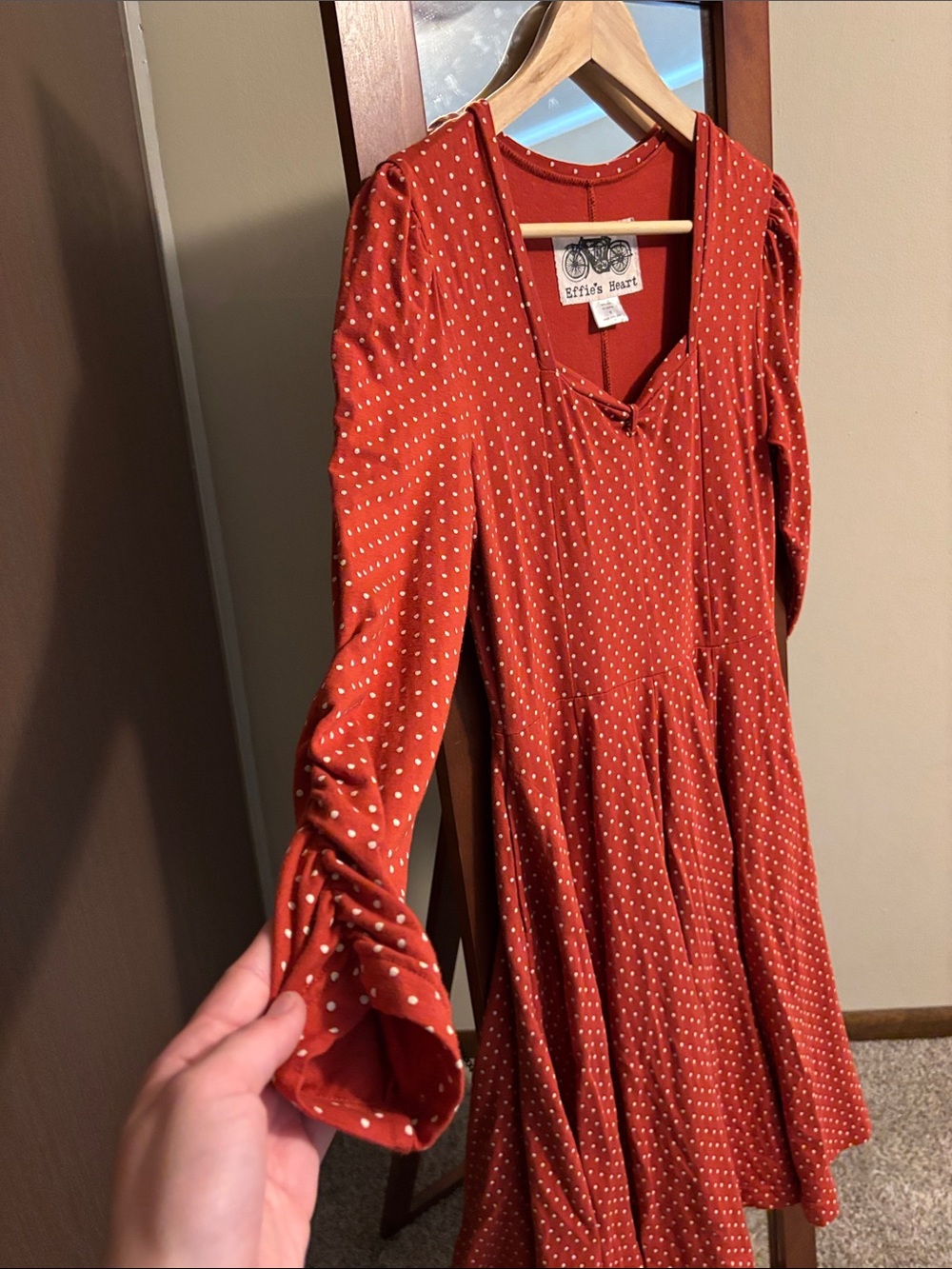 Effie’s Heart Half Sleeve Polka Dot Dress Size Small - Picture 5 of 9